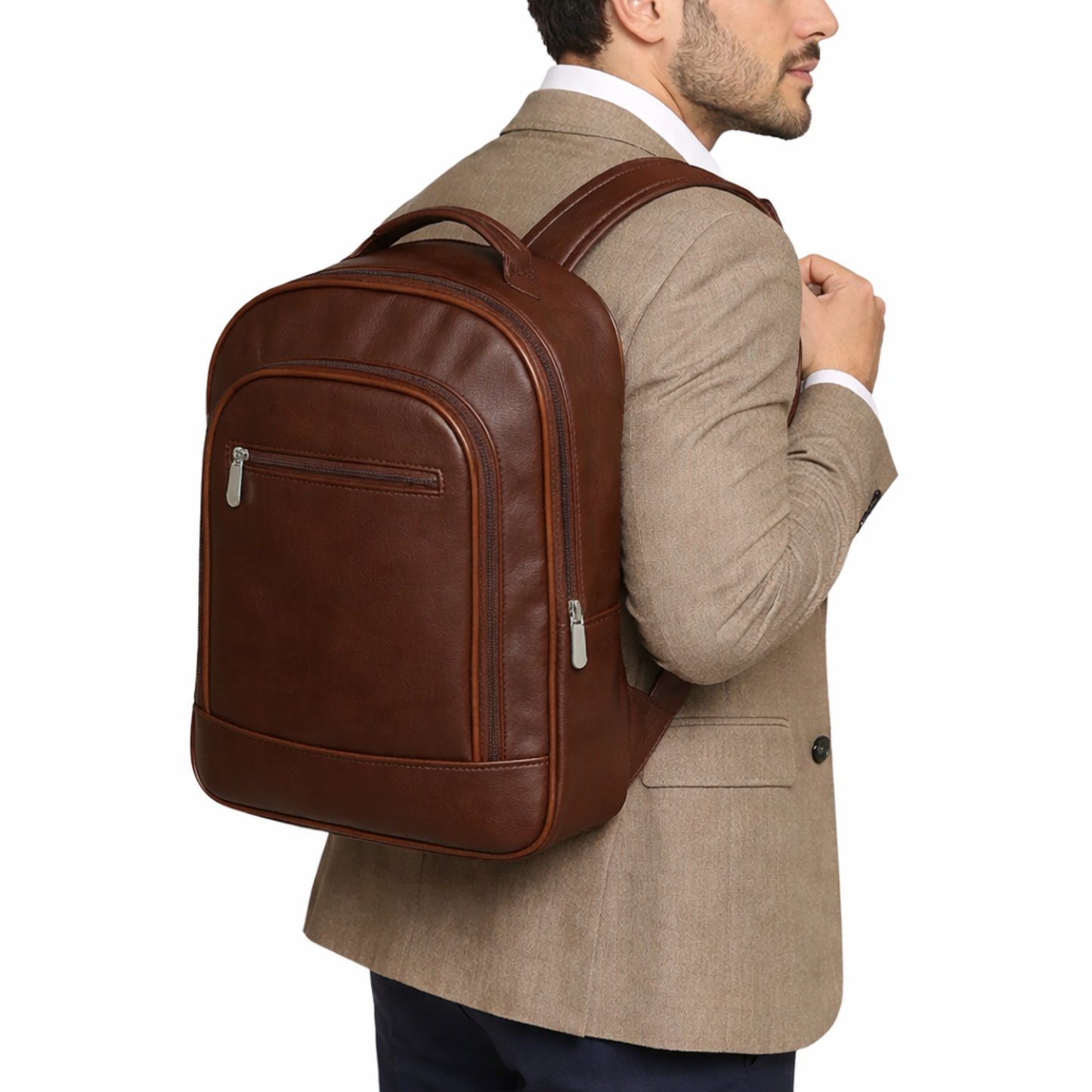 Classic Brown Leather Laptop Backpack – Premium Handmade Business & Travel Bag