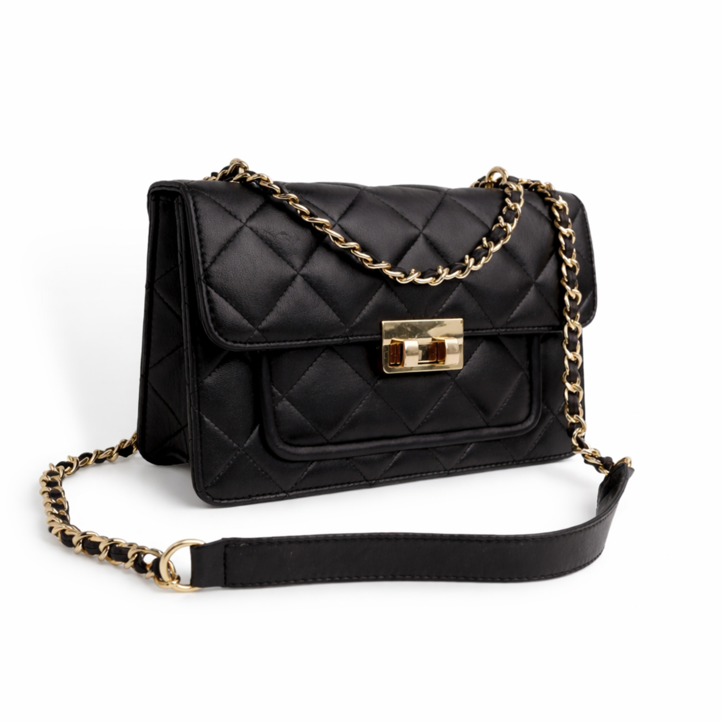 Quilted Crossbody Leather Bag – Velvet Interior Shoulder Bag