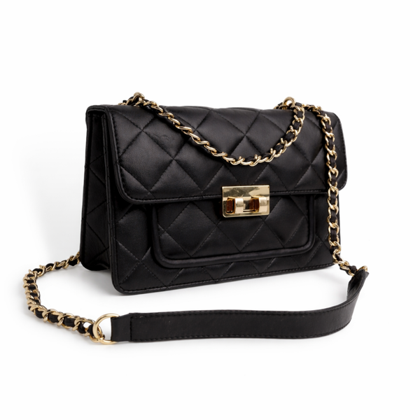 Quilted Crossbody Leather Bag – Velvet Interior Shoulder Bag