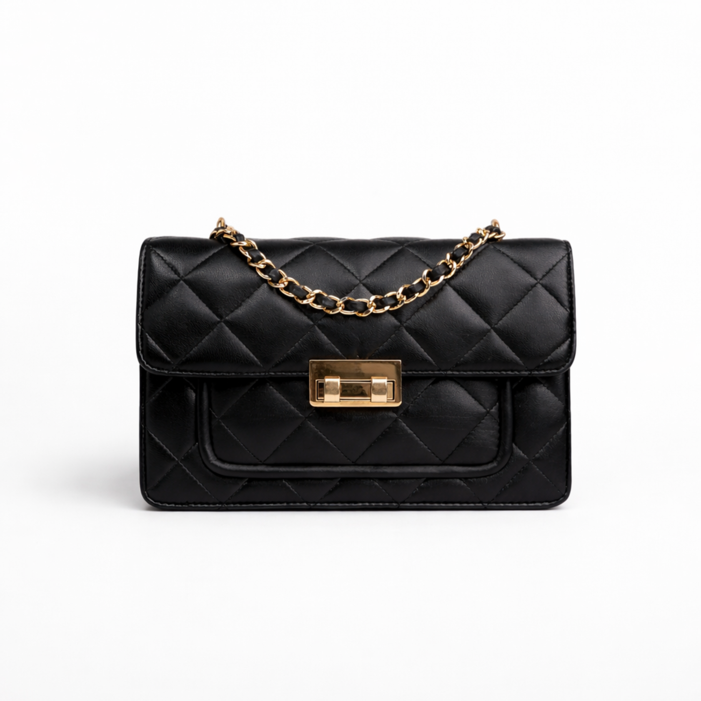 Quilted Crossbody Leather Bag – Velvet Interior Shoulder Bag