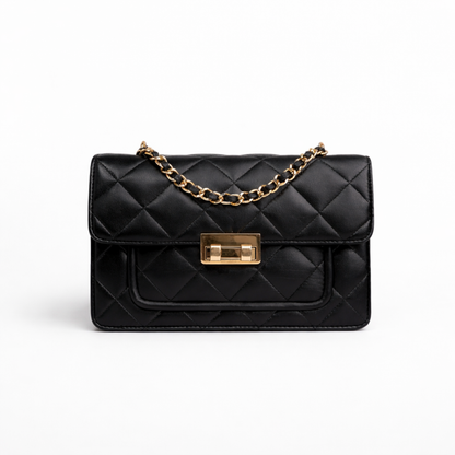 Quilted Crossbody Leather Bag – Velvet Interior Shoulder Bag