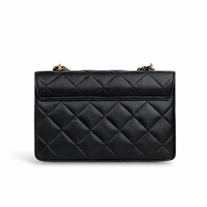 Quilted Crossbody Leather Bag – Velvet Interior Shoulder Bag